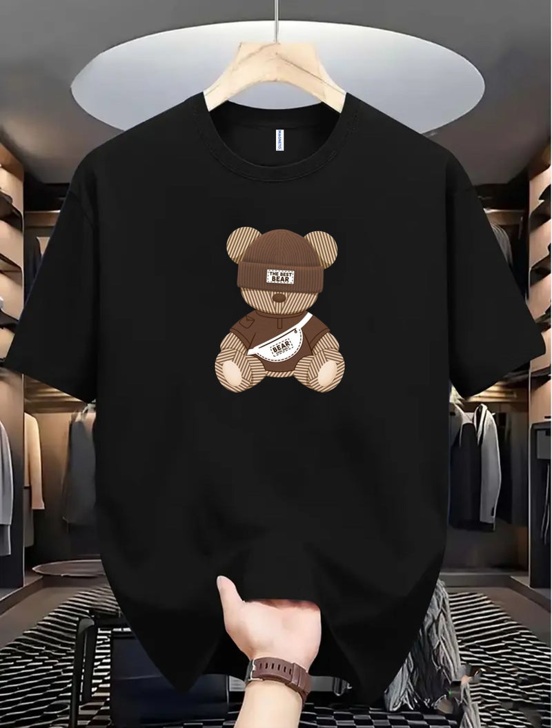 Magneto Black Cotton Bear Graphic T-Shirt for Men - Image 1